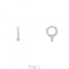 Little hoop earring CZ and round CZ hanging