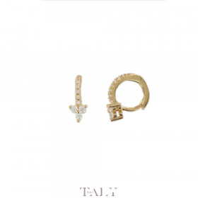 Hoop earring CZ with flower 3 CZ
