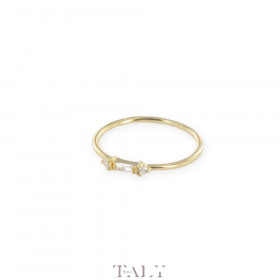 Bague CZ rectangle entre deux CZ ronds