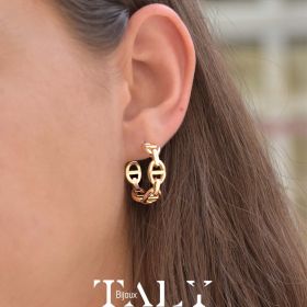 Hoop earrings barred oval