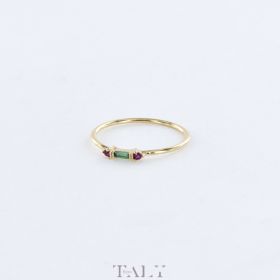 Bague CZ rectangle entre deux CZ ronds