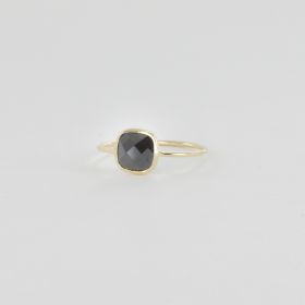 Black square set cushion ring PO
