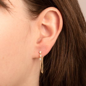 Boucles d'oreilles plaqué or 3 microns avec des zirconiums, Taly bijoux fournisseur pour professionnels.