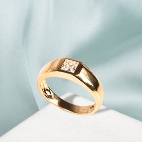 Bague plaqué or 3 microns avec des zirconiums, taly bijoux grossiste